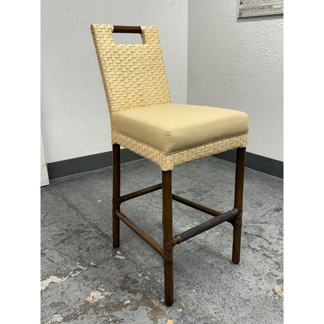 Modern Thomas Pheasant for McGuire Woven Leather Barstool For Sale - Image 3 of 12