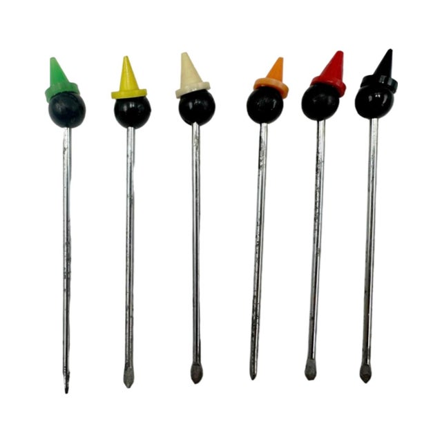 1930s 1930s Sudre Art Deco Flapper Dancers Cocktail Garnish Hors d'Oeuvres Pick Set For Sale - Image 5 of 12