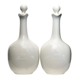 Royal Copenhagen Porcelain Decanters W/Crowns, a Pair For Sale