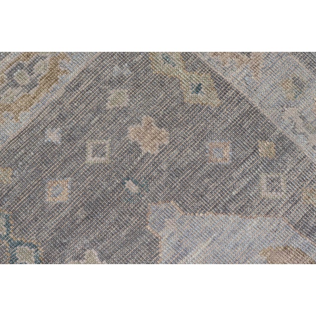 Turkish Oushak Rug With Soft Gray Field and Pale Blue Medallion For Sale - Image 11 of 12