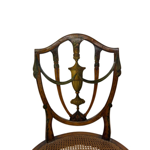 Pair of Antique 19th Century English Federal Hepplewhite Caned Side Chairs For Sale - Image 11 of 14