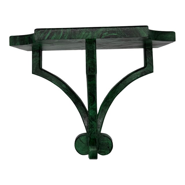 Scalloped Wall Brackenor Shelf Handmade in Malachite Green For Sale