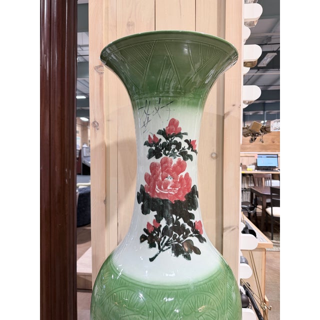 Mid 20th Century Pair of Vintage Chinese Celadon Porcelain Floor Vases For Sale - Image 5 of 11
