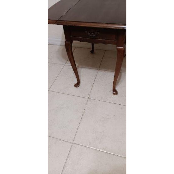 1960s Vintage Wood Queen Anne Drop Leaf Side Table Dark Tone For Sale - Image 5 of 6