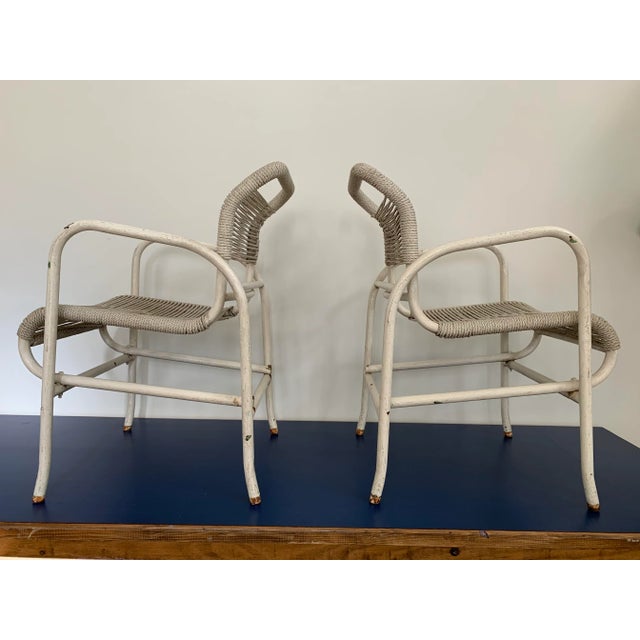 Vintage Iron and Rope Garden Chairs- A Pair For Sale - Image 9 of 12