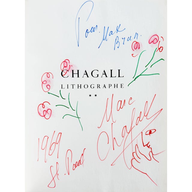 Marc Chagall, Drawing with Flowers, 1969, Ink on Paper For Sale - Image 6 of 7