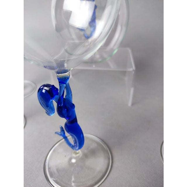 Blue Liqueur Set Glasses and Carafe from Lauscha, 1950s, Set of 6 For Sale - Image 8 of 16