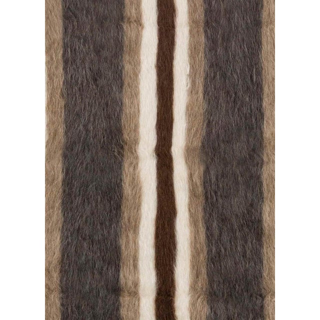 Early 21st Century Taurus Collection Striped Brown, White, Grey, Goat Hair Rug by Doris Leslie Blau For Sale - Image 5 of 8