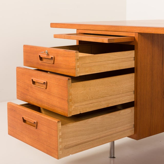 Large Mid-Century Modern Danish Executive Desk in Teak, 1970s For Sale - Image 12 of 18