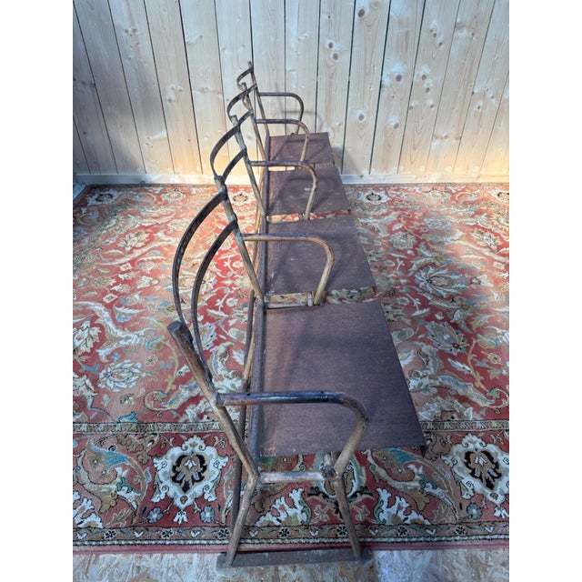 Four-Seater Theatre Bench in Iron and Sheet Metal, 1890s For Sale - Image 6 of 7