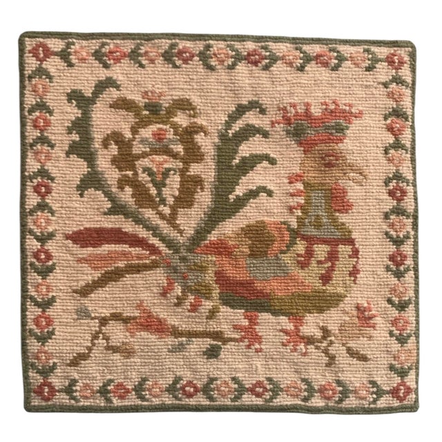 Textile 1920s Hand Woven Needlepoint Pillow National Welfare Organization Athens For Sale - Image 7 of 8