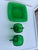 1940s Vintage Mid Century 1940 Green Glass Sugar Bowl, Creamer & Plate Set of 4 For Sale - Image 5 of 9