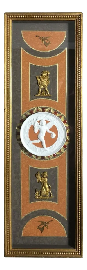 Late 19th Century Gilt Framed Sèvres Bisque Plaque with Cornelian Cabochons and Gilt Bronze Mounts