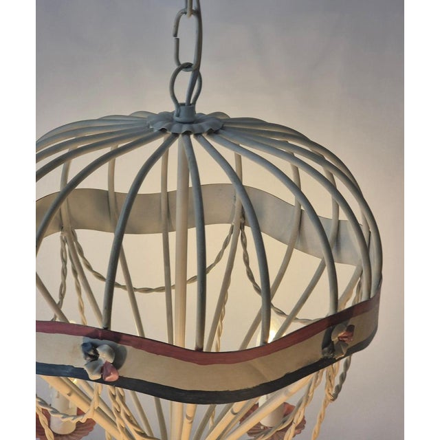 Mid-Century French Gilt Iron and Painted Tôle Hot Air Balloon Chandelier For Sale - Image 6 of 15