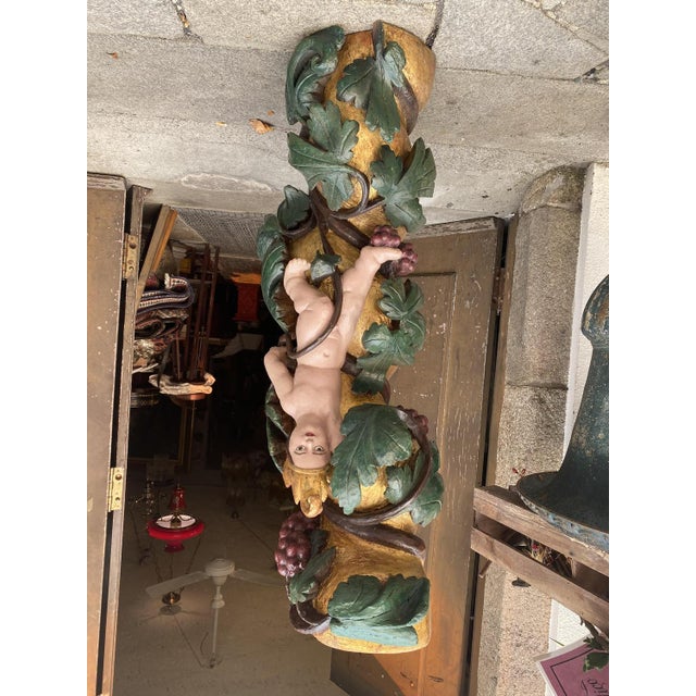 Wood Antique Gilded Wooden Column, 1800s For Sale - Image 7 of 18