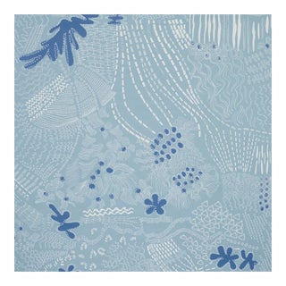 Schumacher X Clements Ribeiro Haven Wallpaper in Teal & Navy - 10 Yards For Sale