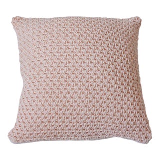 Handmade Crochet Textures Pillow in Pastel Salmon by Com Raiz For Sale
