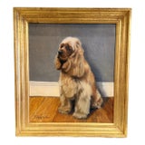 Oil Portrait of a Spaniel in Gilt Frame - 20th Century For Sale