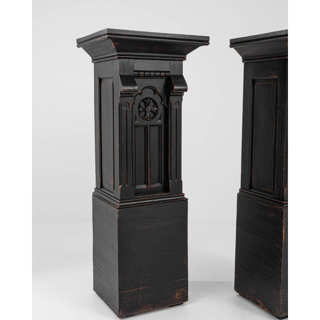 19th Century 19th Century French Wooden Black Patinated Pedestals - A Pair For Sale - Image 5 of 18