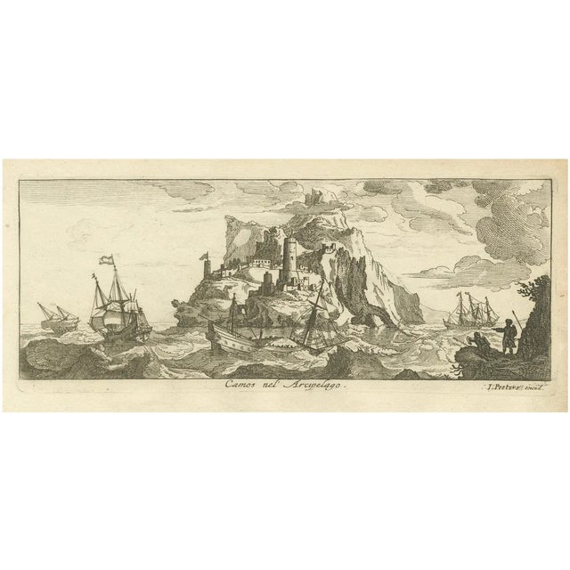 Peeters, Fortified Island in the Aegean Archipelago with Ships at Sea, 1680, Print For Sale