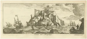 Peeters, Fortified Island in the Aegean Archipelago with Ships at Sea, 1680, Print