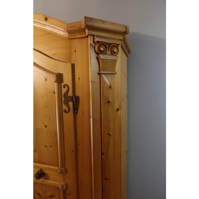 Wood Small Pine Armoire, 1980s For Sale - Image 7 of 13