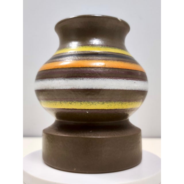 Brown Postmodern Brown Enameled Earthenware Vase attributed to Bitossi, 1970s For Sale - Image 8 of 8