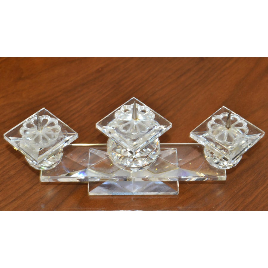専用です　スワロフスキー3点set Vintage Swarovski Faceted Crystal Triple Pin Candlesticks