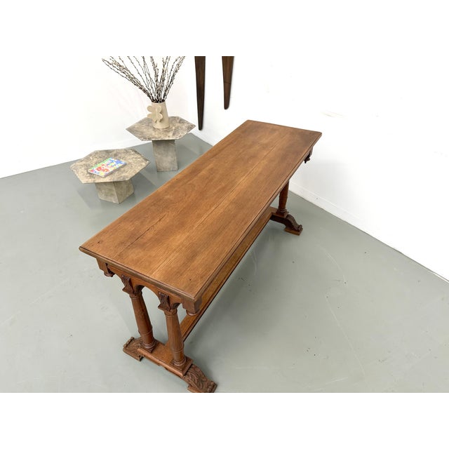 Carved Oak Console Table, 1900s For Sale - Image 14 of 16