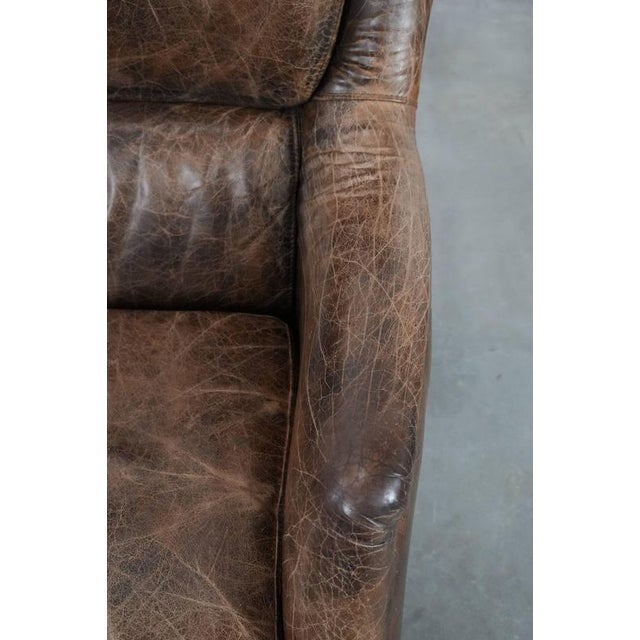 Brown Vintage Brown Cowhide Armchair For Sale - Image 8 of 17