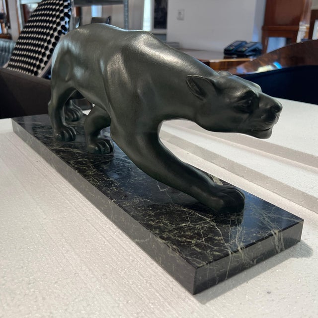 Copper Secondo, Art Deco Panther, 1930, Bronze with Marble Base For Sale - Image 8 of 17