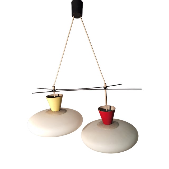 Ceiling Light with Iron Frame from Stilux Milano, 1950s For Sale