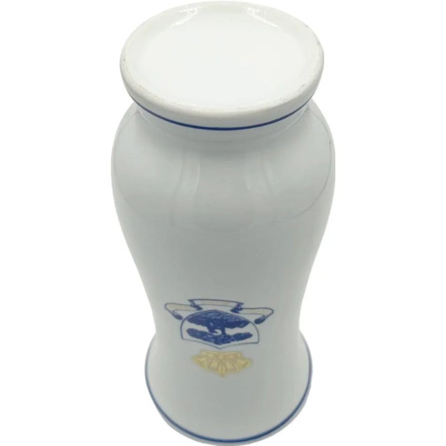 Mid 20th Century Vintage Ritz Madrid Spain Hotel White Porcelain Vase 9.5"h For Sale - Image 5 of 9