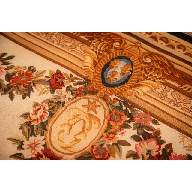 1875s Antique Beige Field European Landscape Victorian Flat Weave Wool Tapestry For Sale - Image 14 of 15