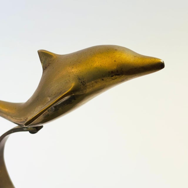 Stone Brass Dolphin on Stone Base For Sale - Image 7 of 10