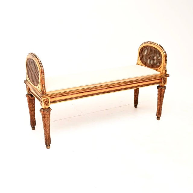 Antique French Carved Gilt Wood Stool, 1890 For Sale - Image 10 of 10