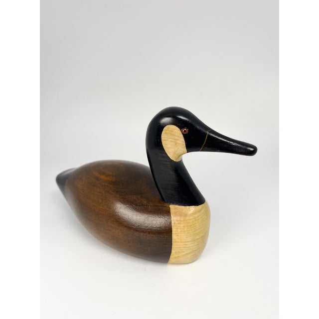 1980s Vintage Hand Carved 7.5" Wood Canada Goose Decoy by Jim Harkness For Sale - Image 5 of 14