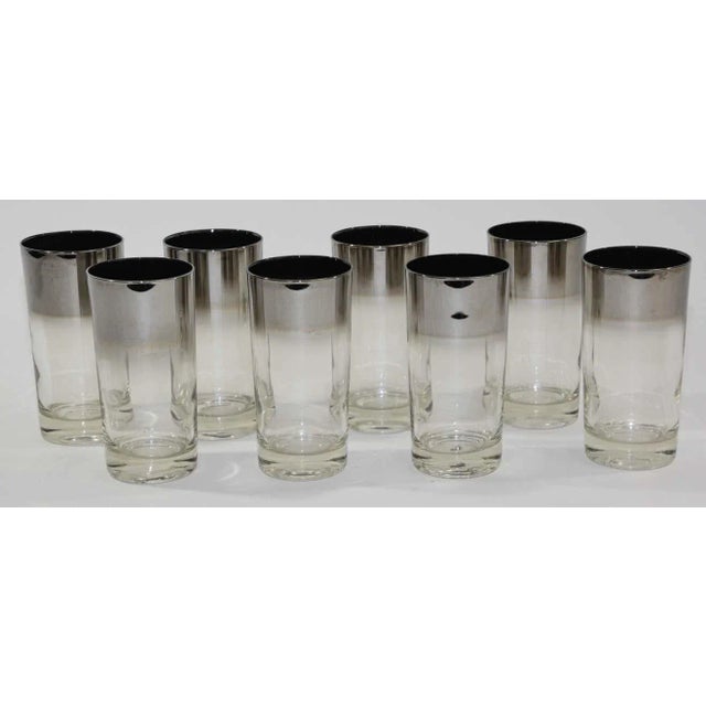 Metal Dorothy Thorpe Midcentury Silver Fade Cocktail Glasses Barware - Set of 8 For Sale - Image 7 of 13