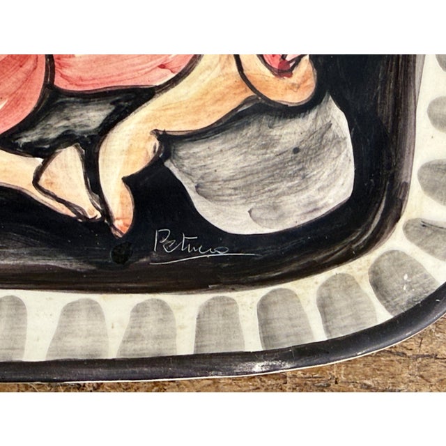 Mid 20th Century Vintage Italian Mid Century Giovanni Petucco Italian Ceramic Wall Plaque With Troubadour Figure For Sale - Image 5 of 7