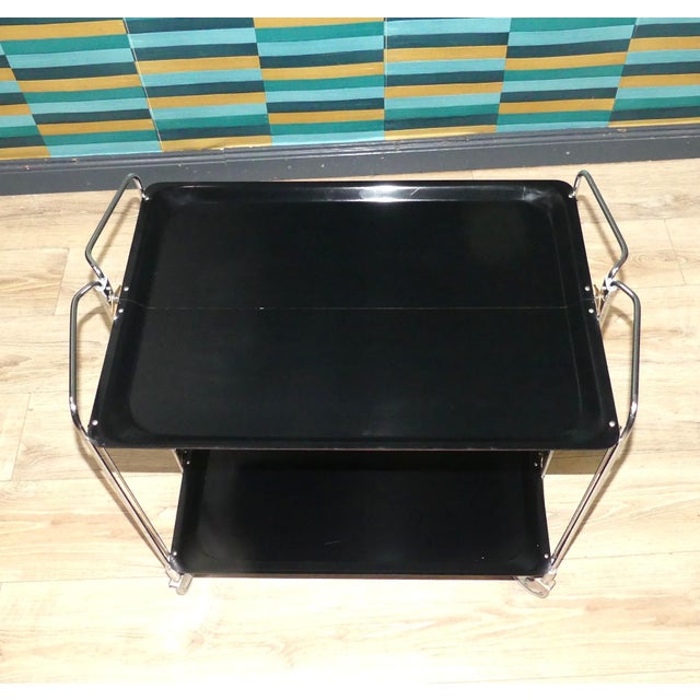Folding Bar Cart in Black and Chrome from Dinett, 1960s For Sale - Image 12 of 13