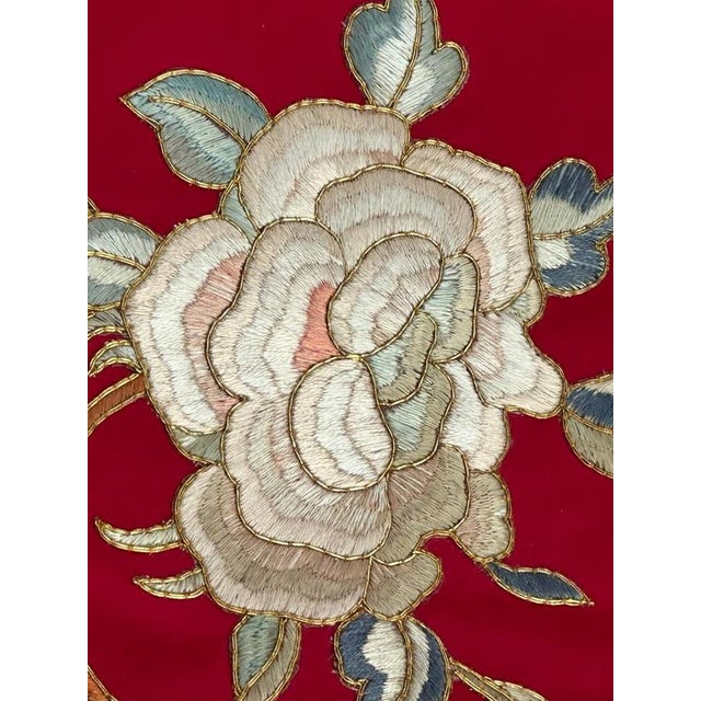 Metal Vintage Silk and Metal Chinese Embroidery Dragon Design, 1950s For Sale - Image 7 of 18