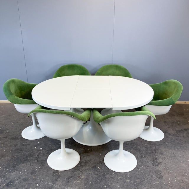 Space Age Swivel Chairs and Extendable Table by K. Schäfer for Lübke, 1960s, Set of 7 For Sale - Image 3 of 18
