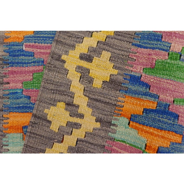 Gray Rustic Turkish Hand-Woven Kilim Rug - 2'5'' X 3'1'' For Sale - Image 8 of 9