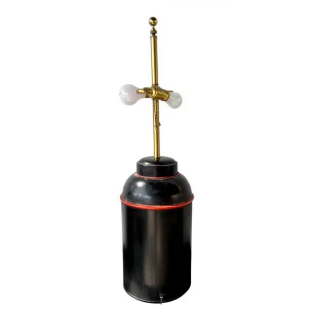 Vintage Tole Tea Canister Lamp, creatively repurposed from a a decorative metal tea tin and transformed into a statement...