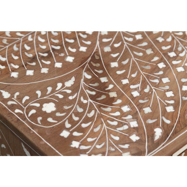 Wood 2-Drawer Floral Vine Inlay Bedside Chest For Sale - Image 7 of 10