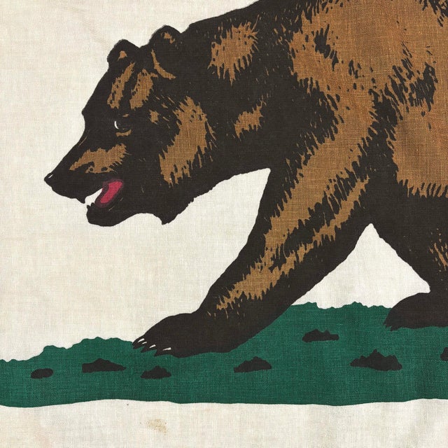 Large Genuine Vintage Cotton California Republic Bear Flag For Sale - Image 4 of 8
