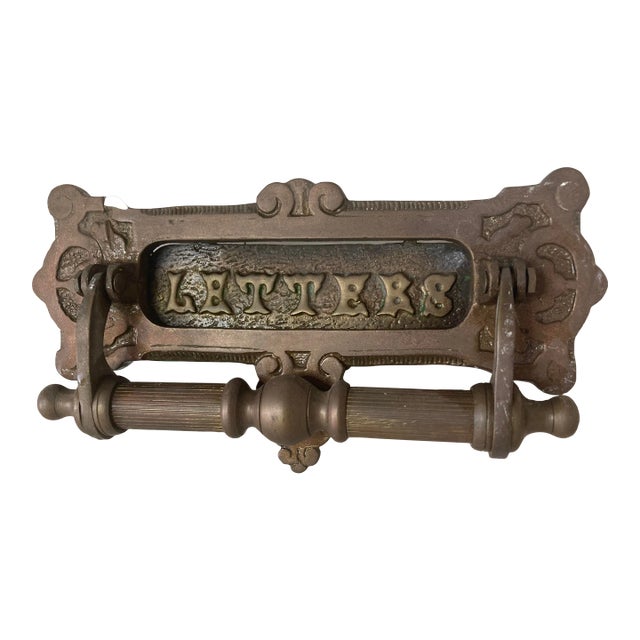 English Brass Door Knocker With Letter Slot Chairish