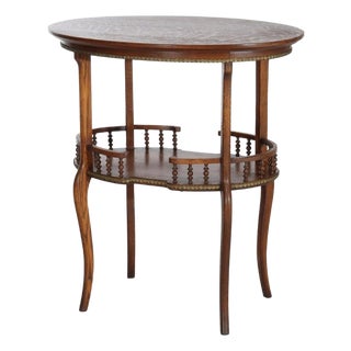 Antique Rj Horner Oak & Ormolu Oval Occasional Table With Spindle Rail C1900 For Sale