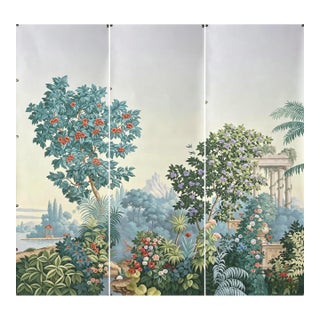 Hand-Painted Neoclassical Garden Ruins Scenic Wall Panels, Set of 3 For Sale