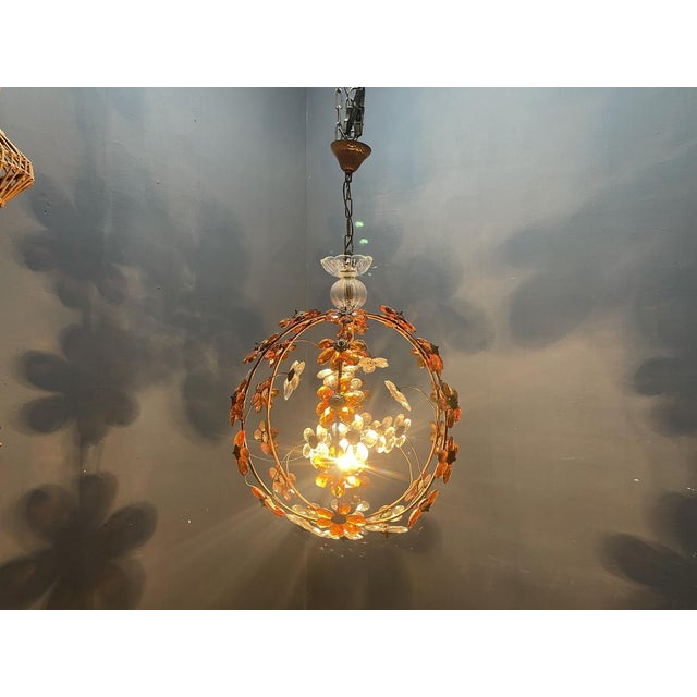 Vintage Pendant with Amber and Transparent Crystals For Sale - Image 6 of 18